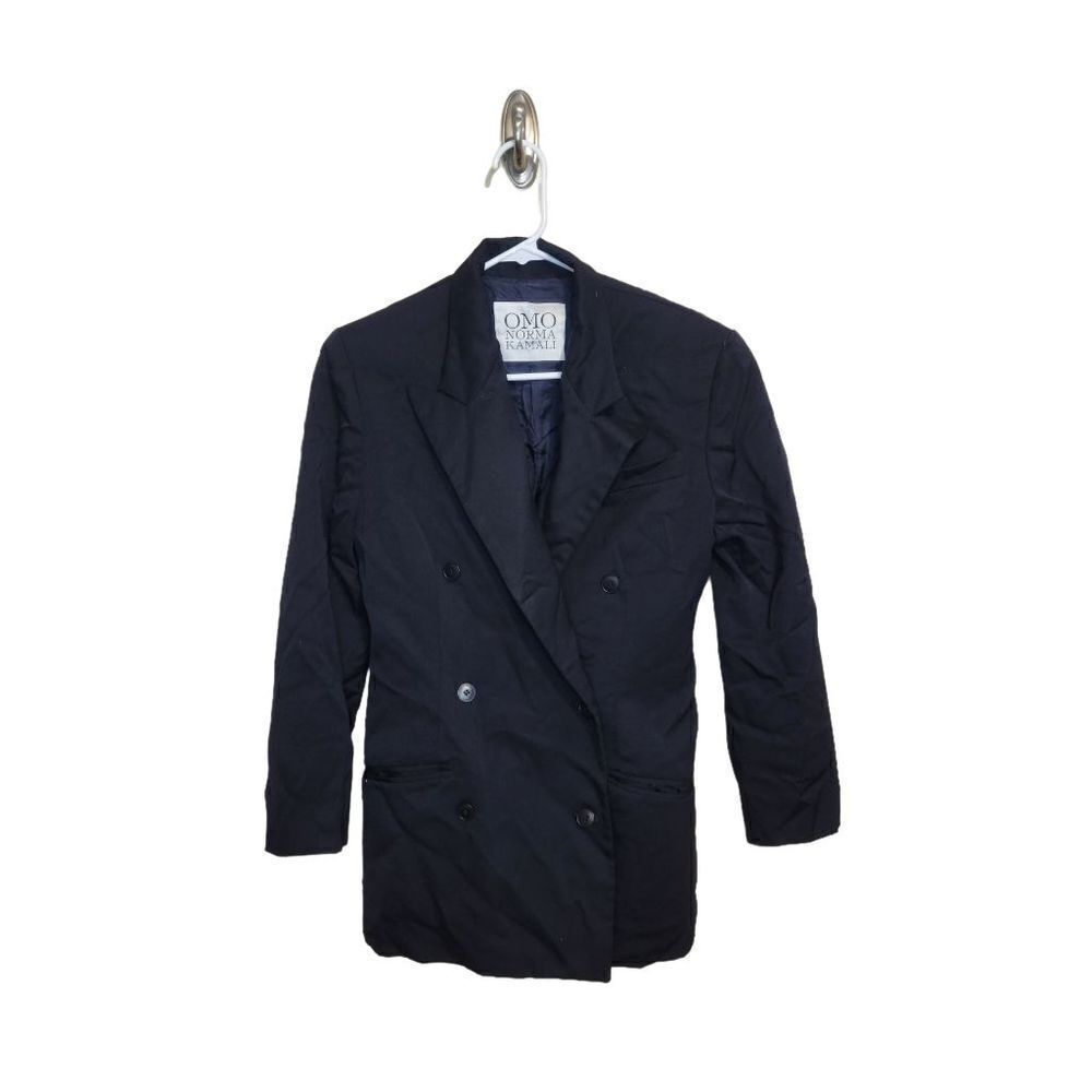 Omo Norma Kamali Double Breasted Long Peacoat Blazer